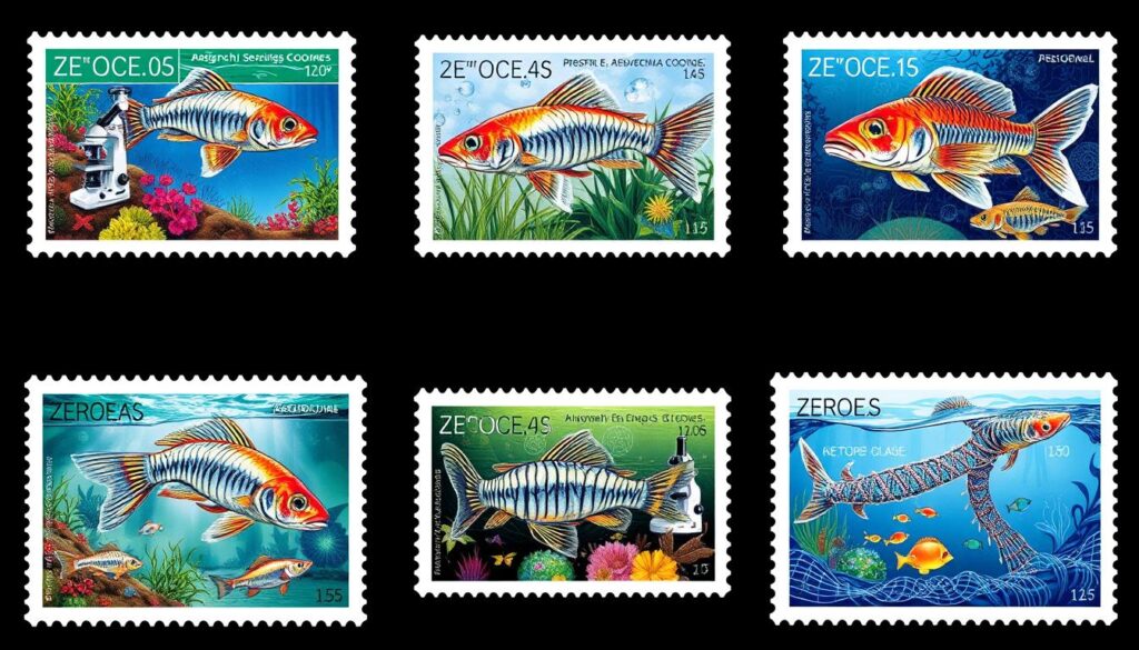 Zebrafish Research on Stamps