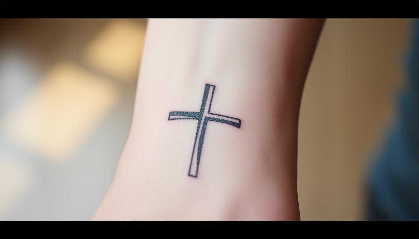 Christian cross tattoo placement