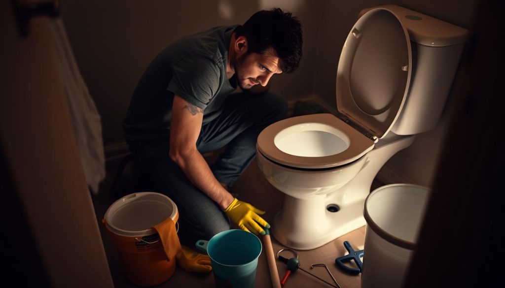 Unclogging a toilet without a plunger