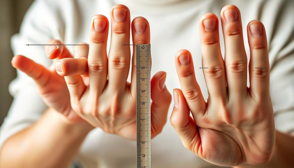 measuring 5 inches with fingers