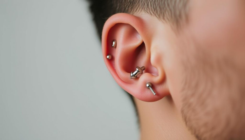 Ear piercing side for men