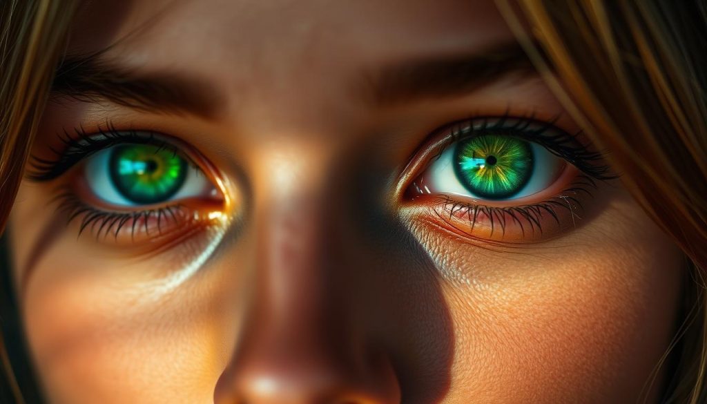 natural emerald green eyes