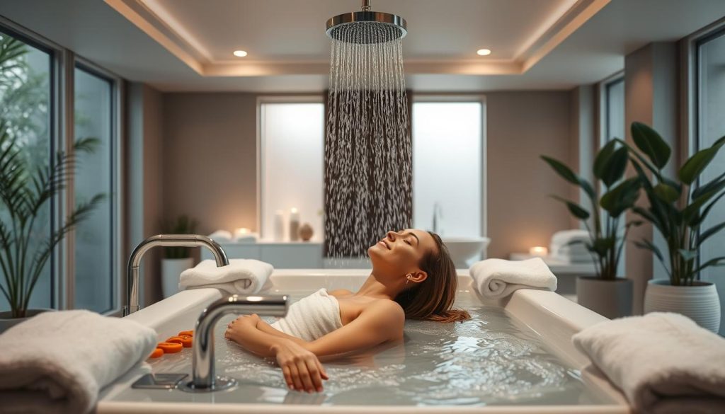 table shower at a spa