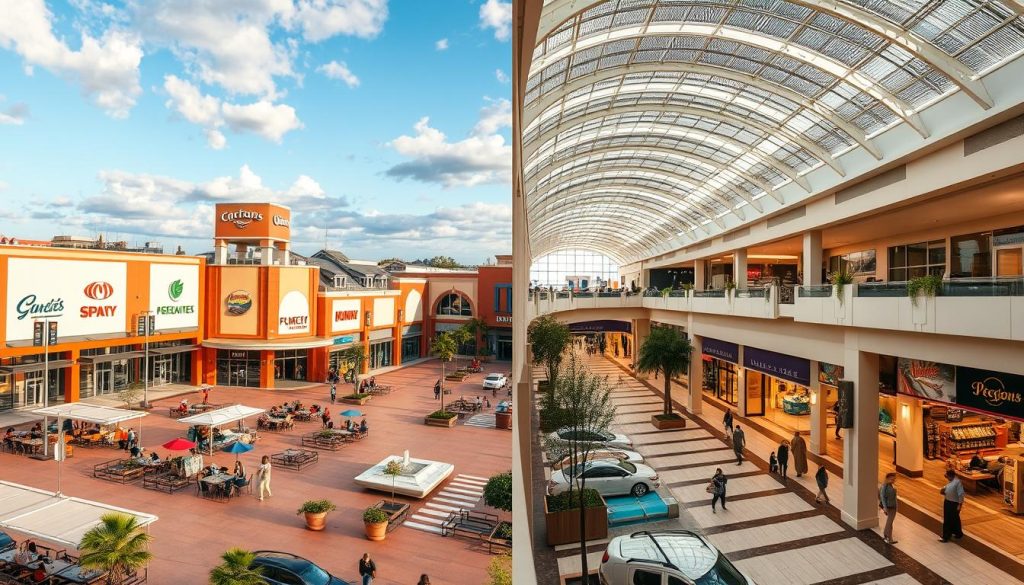 shopping center and mall