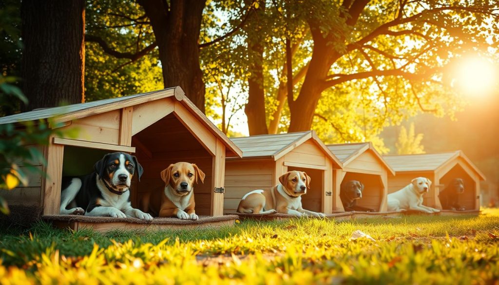 dogs in dog houses
