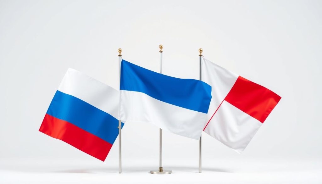 red, white, and blue flags