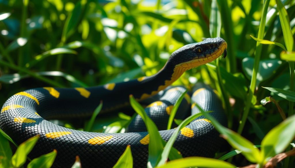 black snake with yellow bands