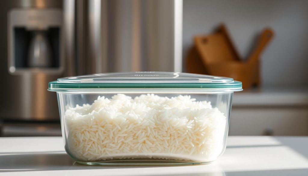 cooked rice in fridge