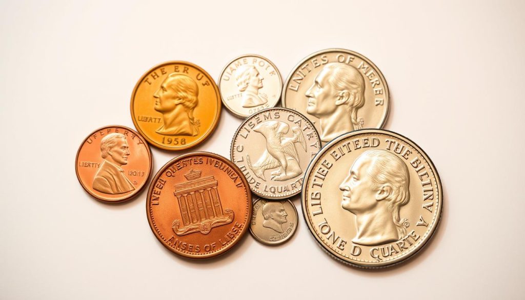 penny, nickel, dime, quarter