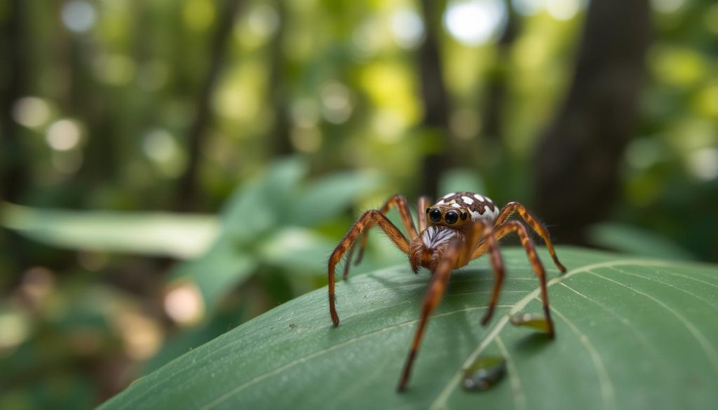small brown spider with white spots danger