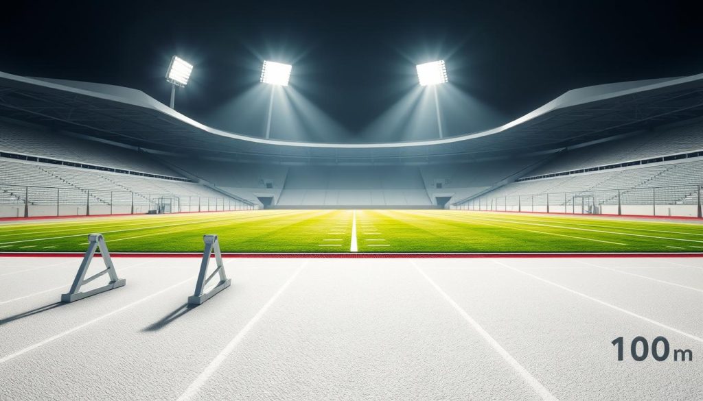 yards in 100-meter dash